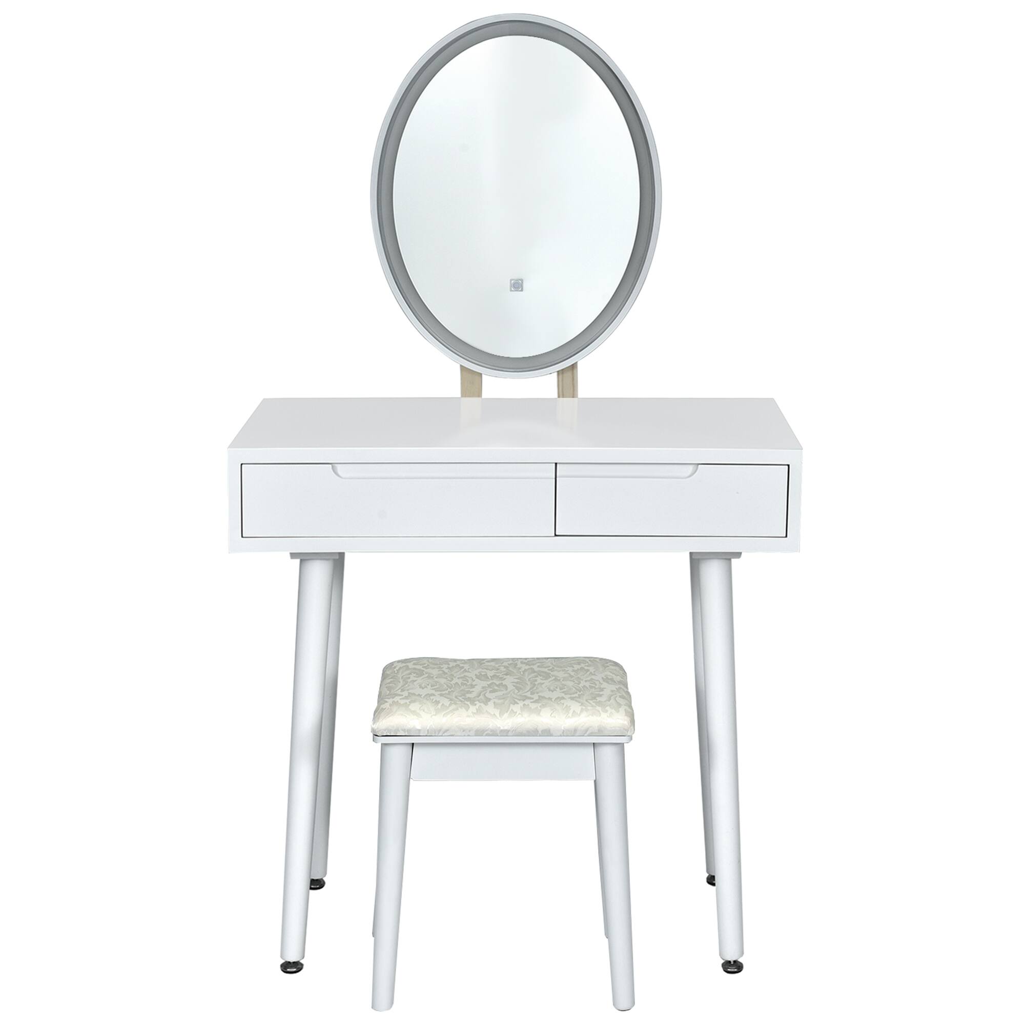 Alt View 4. Gymax - Gymax Makeup Vanity Dressing Table Set w/ Touch Screen Padded Stool White - White.