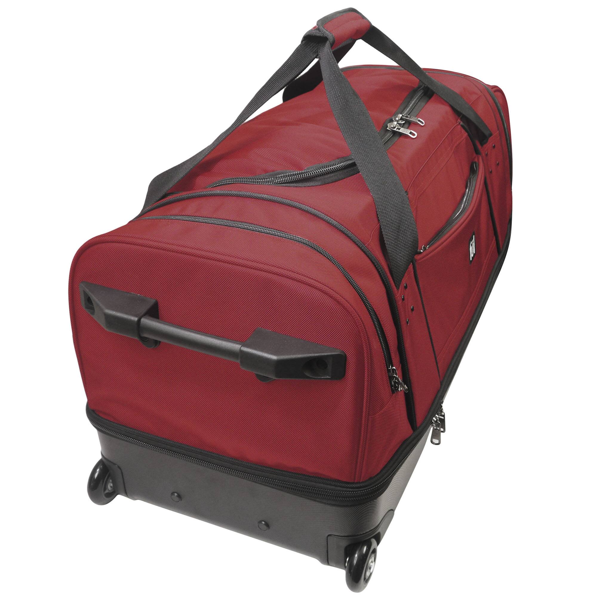 Alt View 1. Ful - Workhorse 30" Split Level Rolling Duffle Bag - DARK RED.