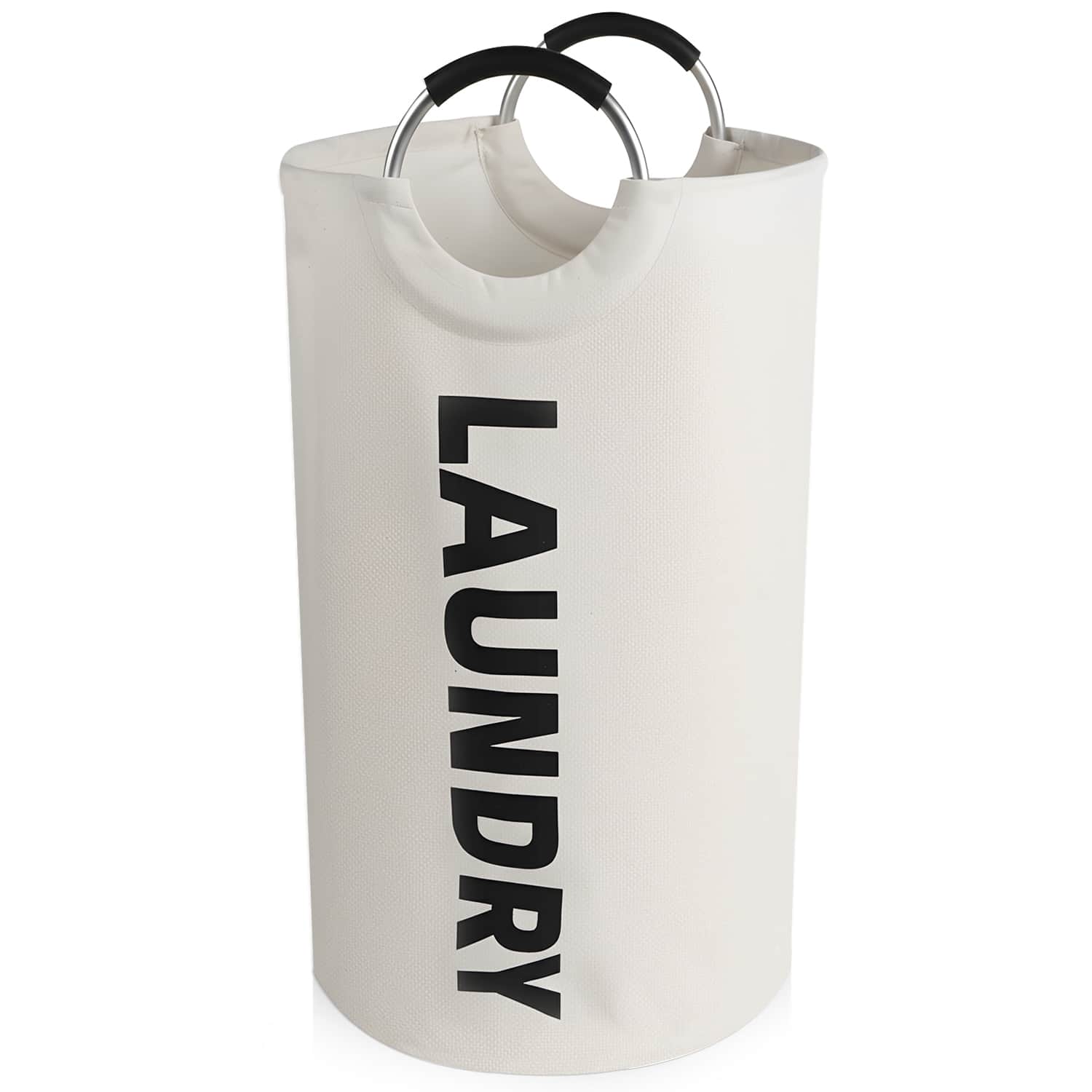 Garnen - Large Laundry Basket Bag, 90L Collapsible Heavy Duty Laundry Hamper Basket, Clothes Organizer Bin with Handles - White