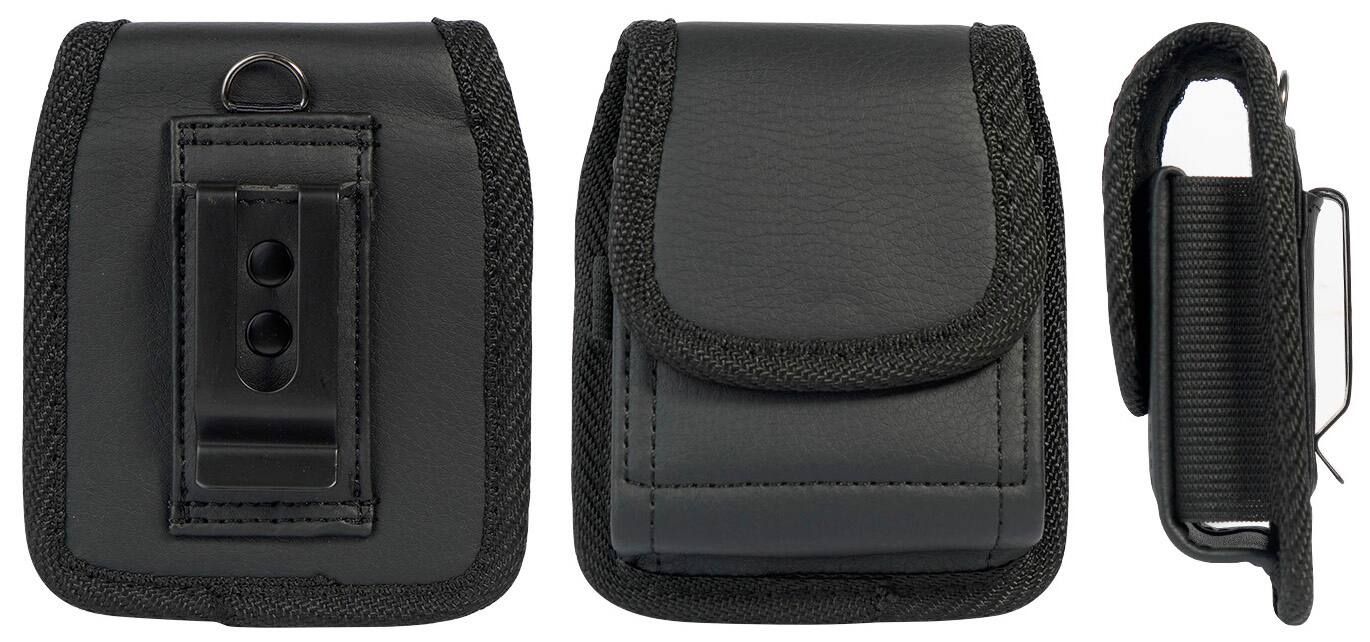 Alt View 4. Nakedcellphone - Case for Samsung Galaxy Z Flip Series, Vegan Leather Pouch with Belt Harness and Metal Clip for Z Flip 6/5/4/3/2/1 - Black.
