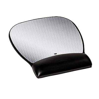 3M - Precise Vertex Mouse Pad with Gel Wrist Rest, Non-Skid Base - Black/Silver