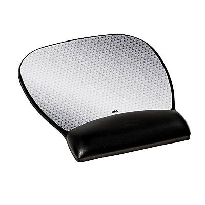 Front. 3M - Precise Vertex Mouse Pad with Gel Wrist Rest, Non-Skid Base, Black/Silver - Black/Silver.