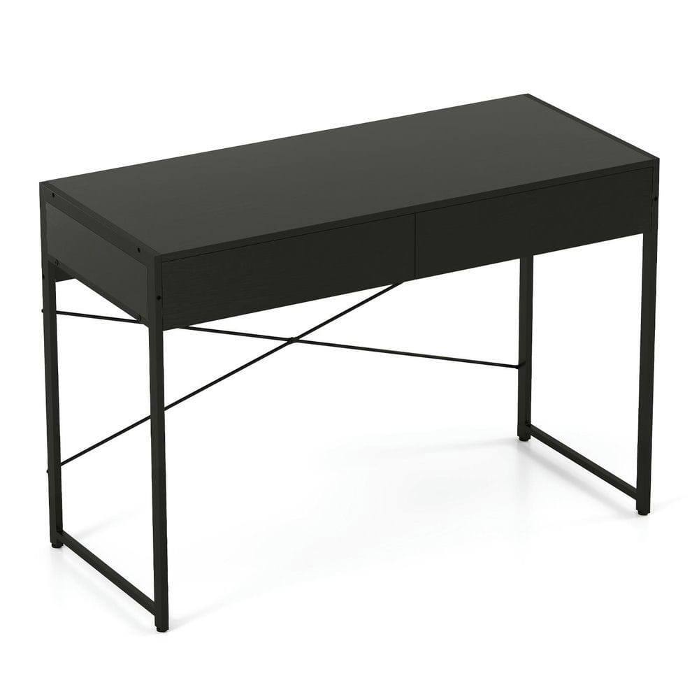 Left. Resenkos - 44-Inch Home Office Computer Desk - 2 Drawers, Metal Frame, Black - Black.