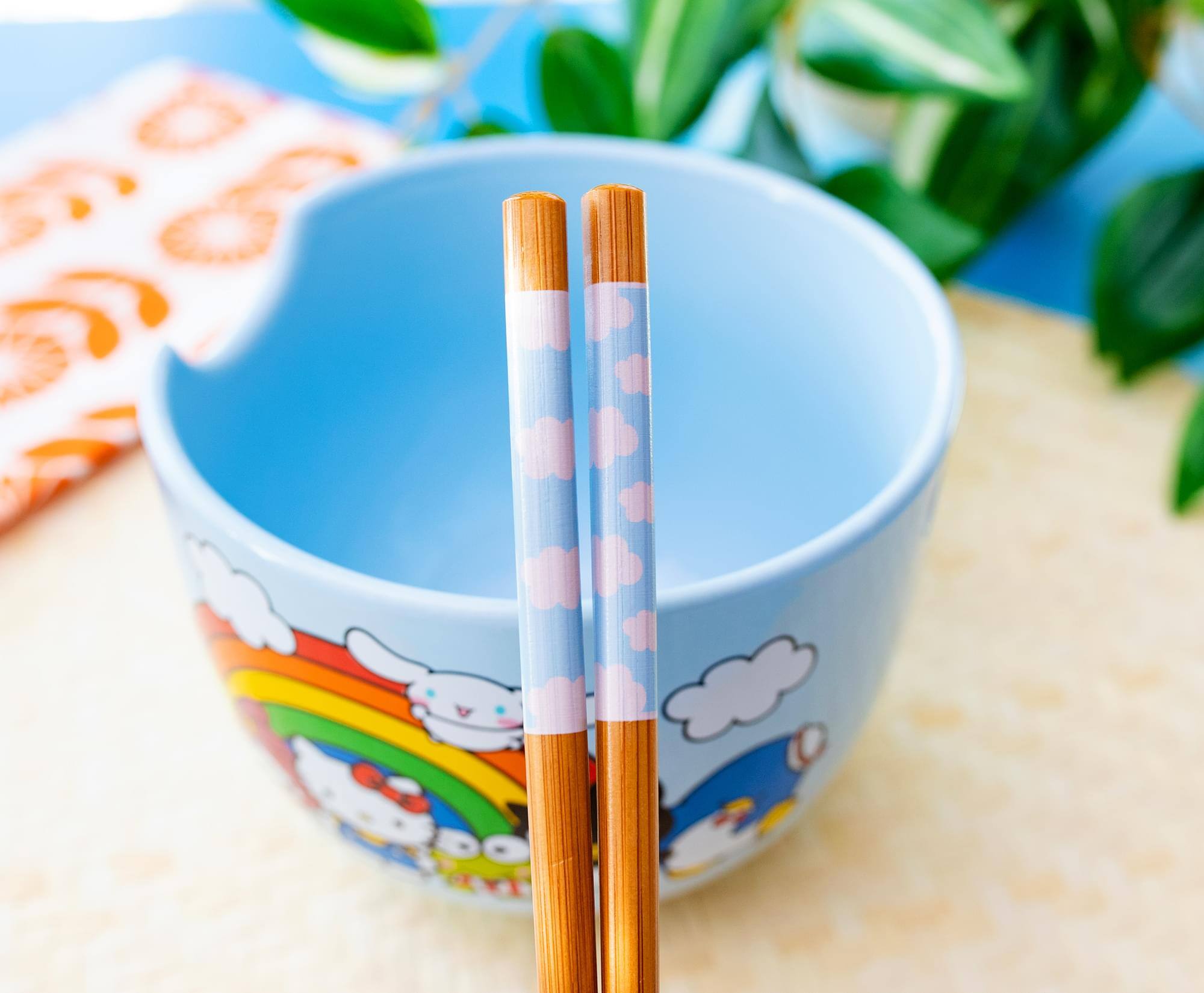 Alt View 2. Silver Buffalo - Sanrio Hello Kitty and Friends Rainbow Ceramic Ramen Bowl and Chopstick Set - Blue.