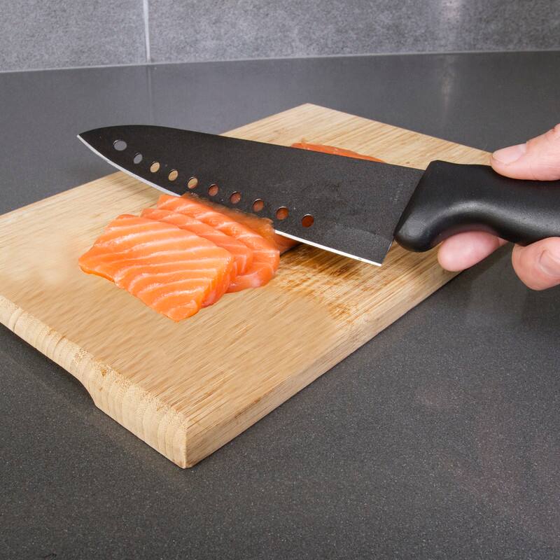 Back. Kitchen + Home - Nonstick Sushi Chef Knife - 8" Stainless Steel Aerated Blade - black.