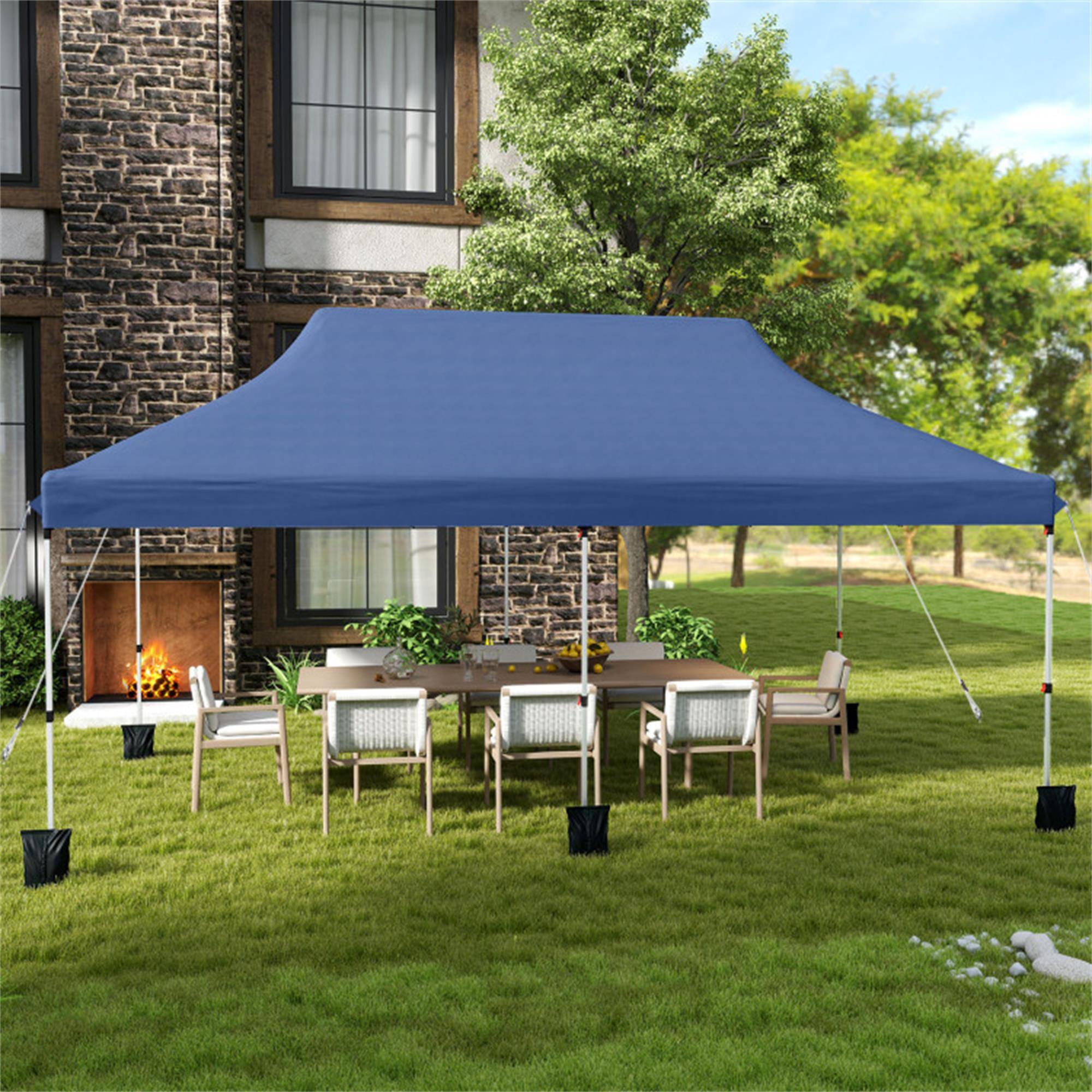Alt View 4. Boyel Living - Blue Pop Up Canopy Tent 120-in W x 240-in D x 84-in H - Blue.
