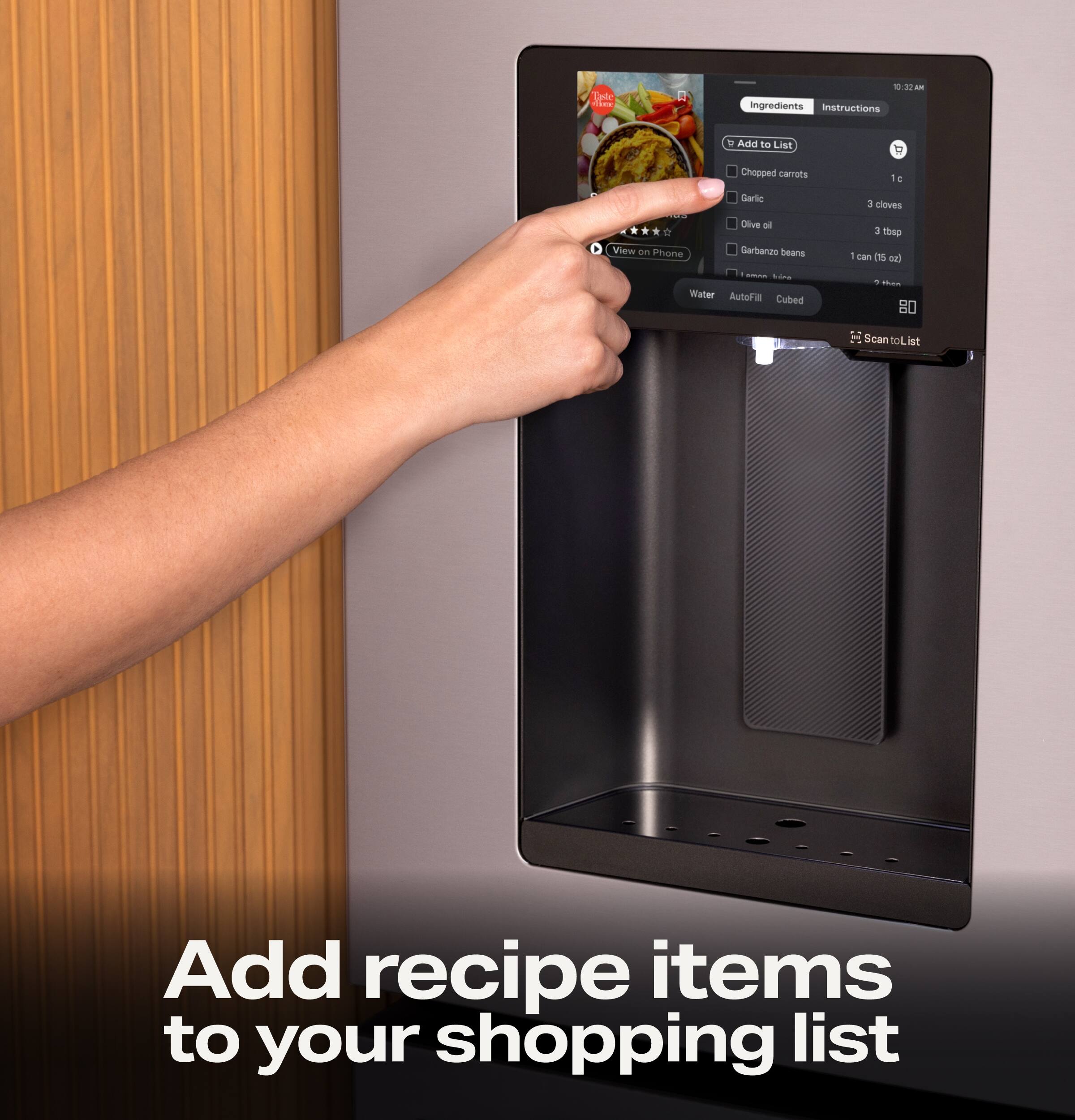 Late - 122MM

Ingredients Instructions  
Add to List  
Chopped carrots 1 c  
Garlic 3 cloves  
Olive oil 3 tbsp  
Garbanzo beans 1 can (15 oz)  
Water AutoFill Cubed  

Scan to List  

Add recipe items to your shopping list