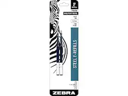 Zebra - Steel F-Refill Ballpoint Pen Refill, Fine Point, Blue Ink, 2 Pack (85522)
