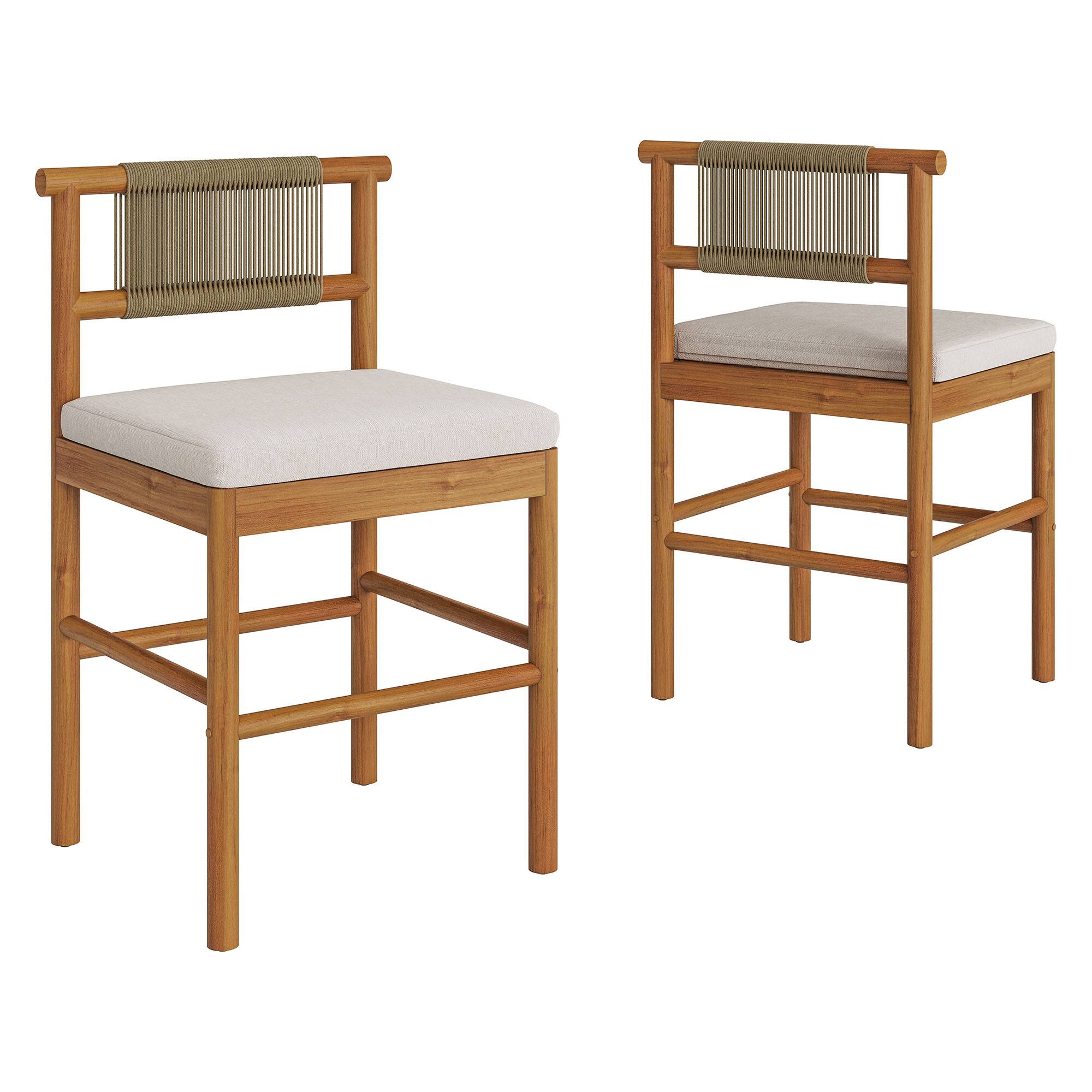Angle. Modway - Eleni Outdoor Teak Wood Counter Stools Set of 2 by Modway - Natural Sail.