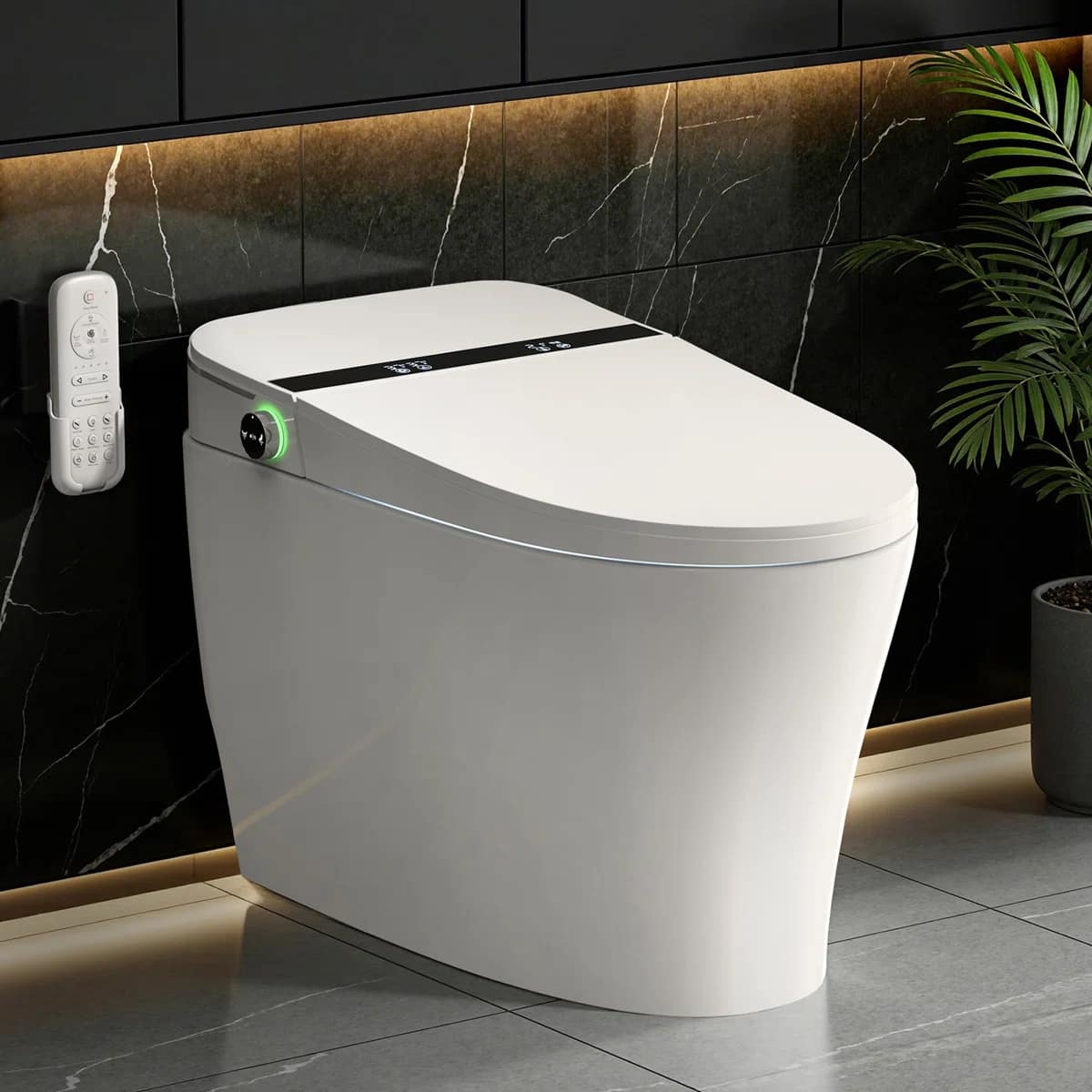 Koligey - Smart Toilet With Built-in Tank Bidet, Auto Open Lid, Low Water Pressure Required, 1.24 Gallons Auto Flush - White