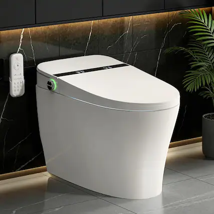 Front. Koligey - Smart Toilet With Built-in Tank Bidet, Auto Open Lid, Low Water Pressure Required, 1.24 Gallons Auto Flush - White.