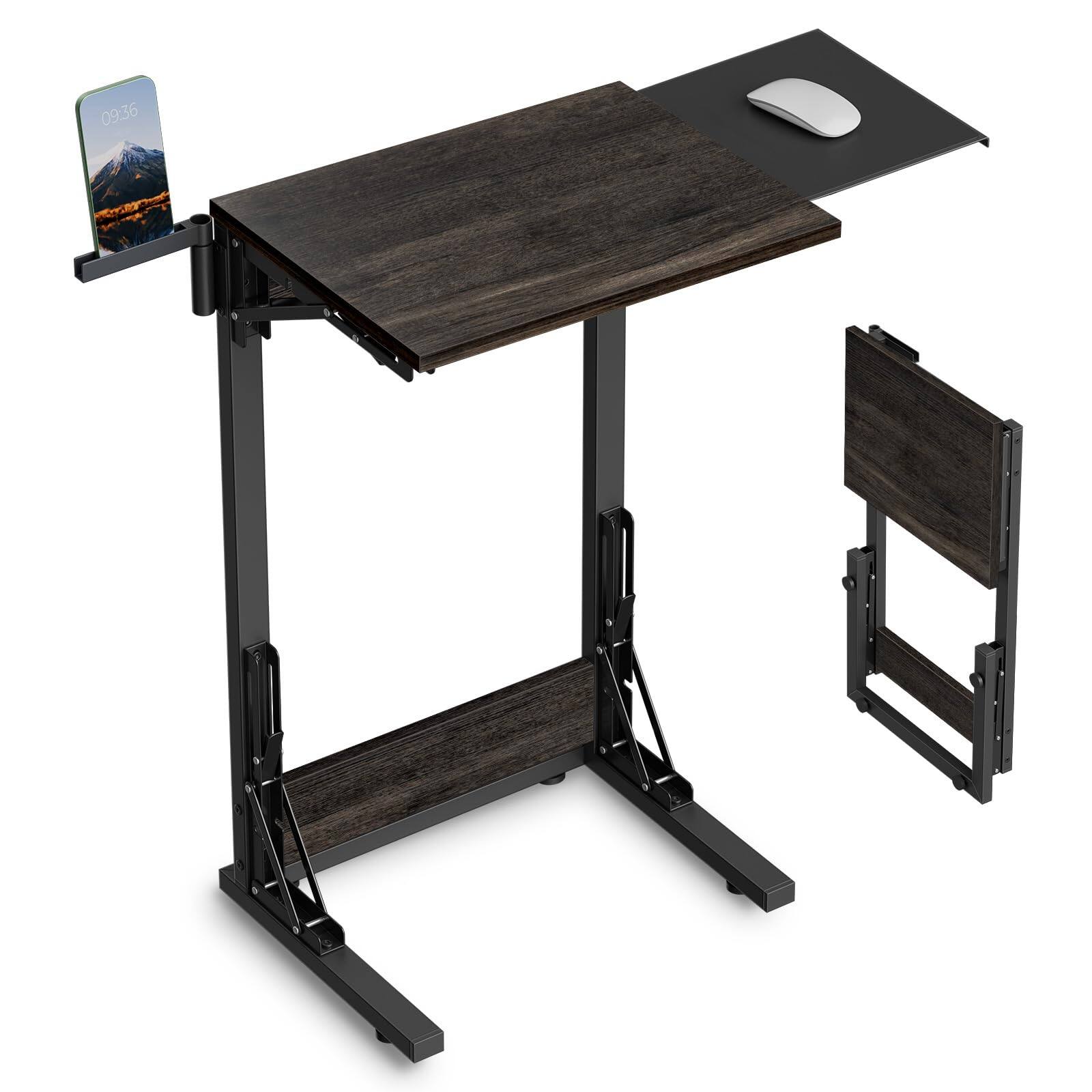 Front. Fabibe - Tv Tray Table For Dinner Foldable Laptop With Mouse Work C Shaped End Couch Sofa Side Desk Living Room - Grey 1.