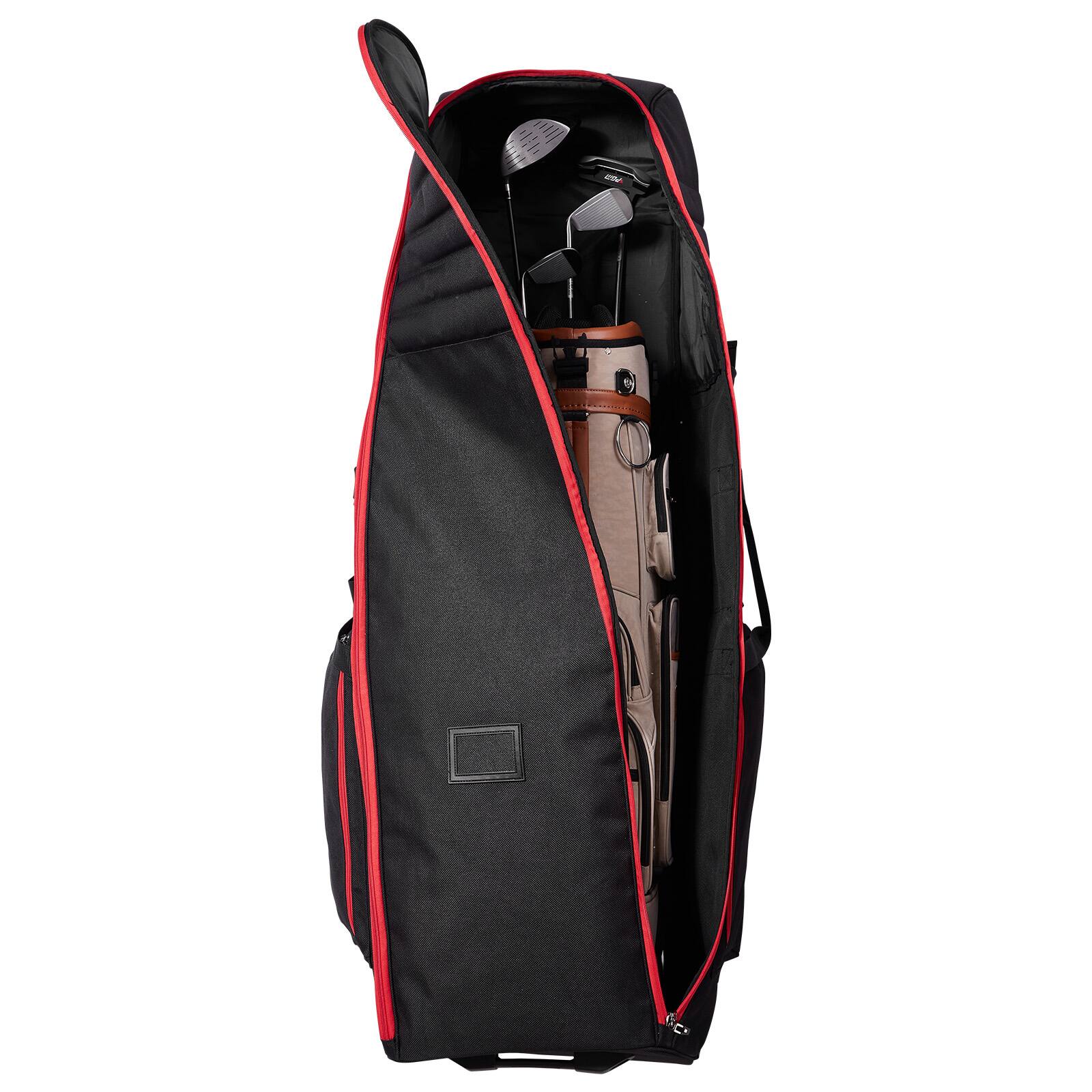 Alt View 5. VEVOR - Golf Travel Bag, Outdoors Soft-Sided Golf Travel Cover, Heavy Duty 1800D Polyester Oxford Wear-Resistant Waterproof - Black body + red zipper.