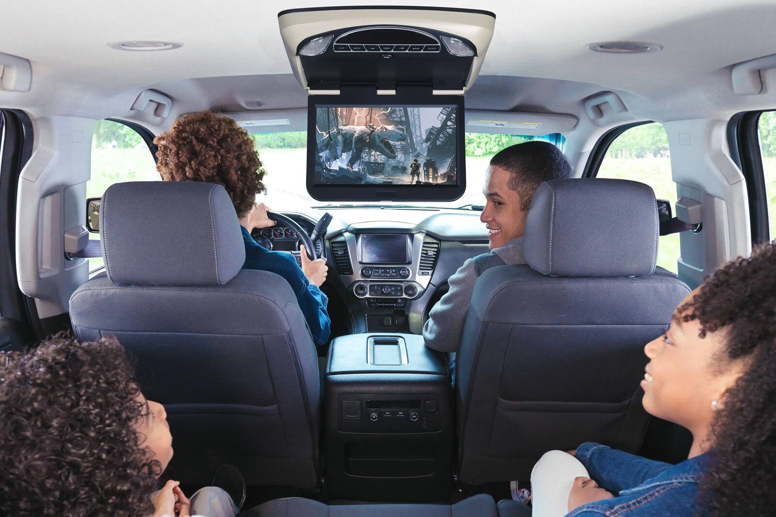 Left. Voxx Electronics - 10.1" Overhead Flip-Down Video System with DVD, HDMI, SD, USB & 3 Trim Bezels.