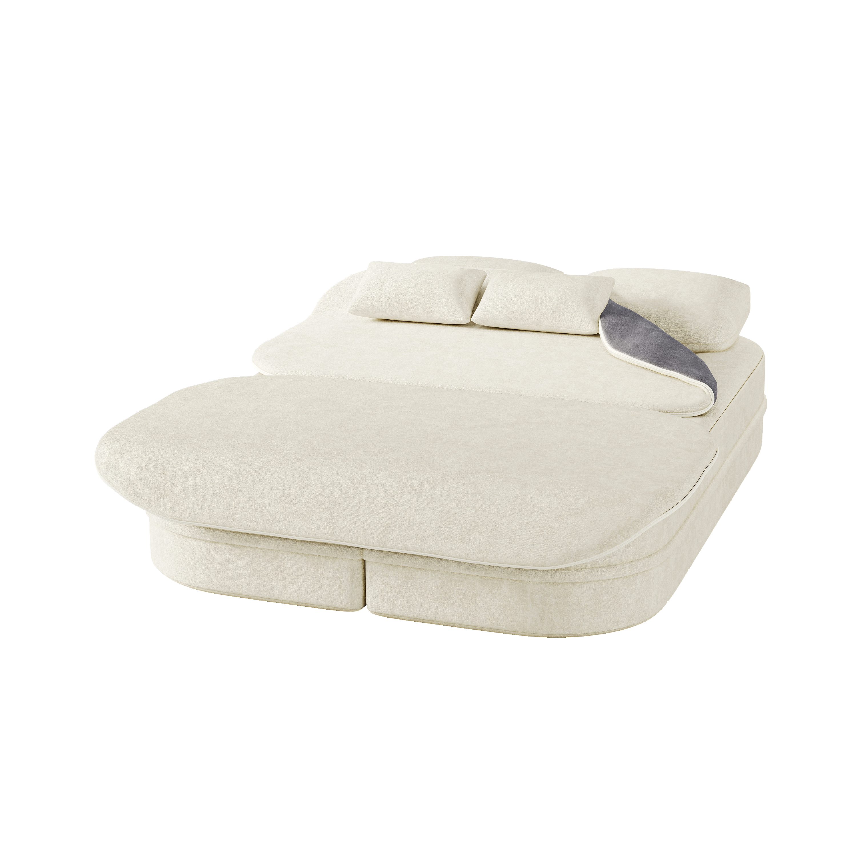 Alt View 1. APRILSOUL - Foldable Sofa Convertible Sleeper Foam Bed Multi Functional Blanket Chenille Floor Folding Sofa Lounge Living Room - Beige.