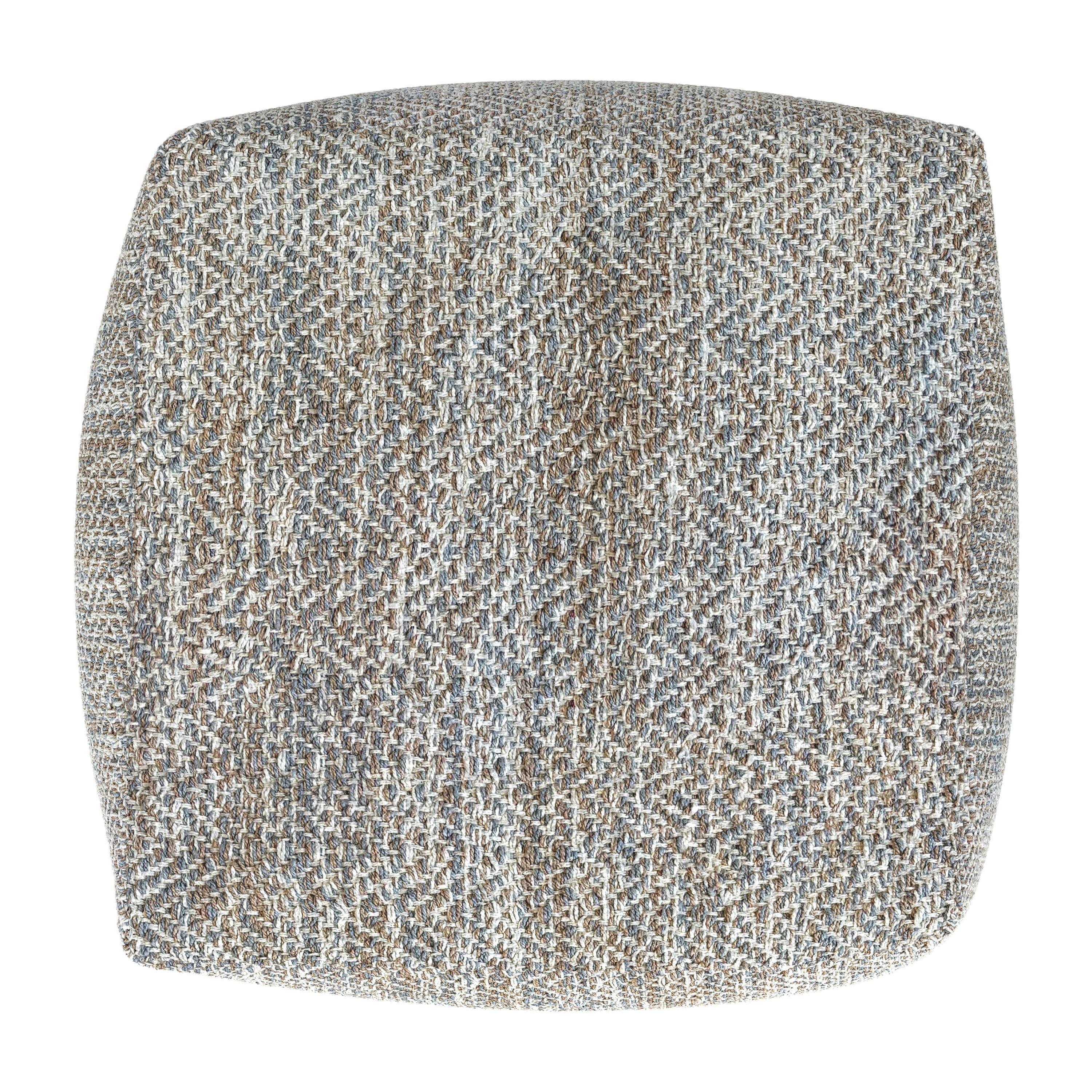 Back. Simpli Home - Nate 18 inch Wide Boho Square Pouf in Grey Mélange Cotton - Grey Melange.