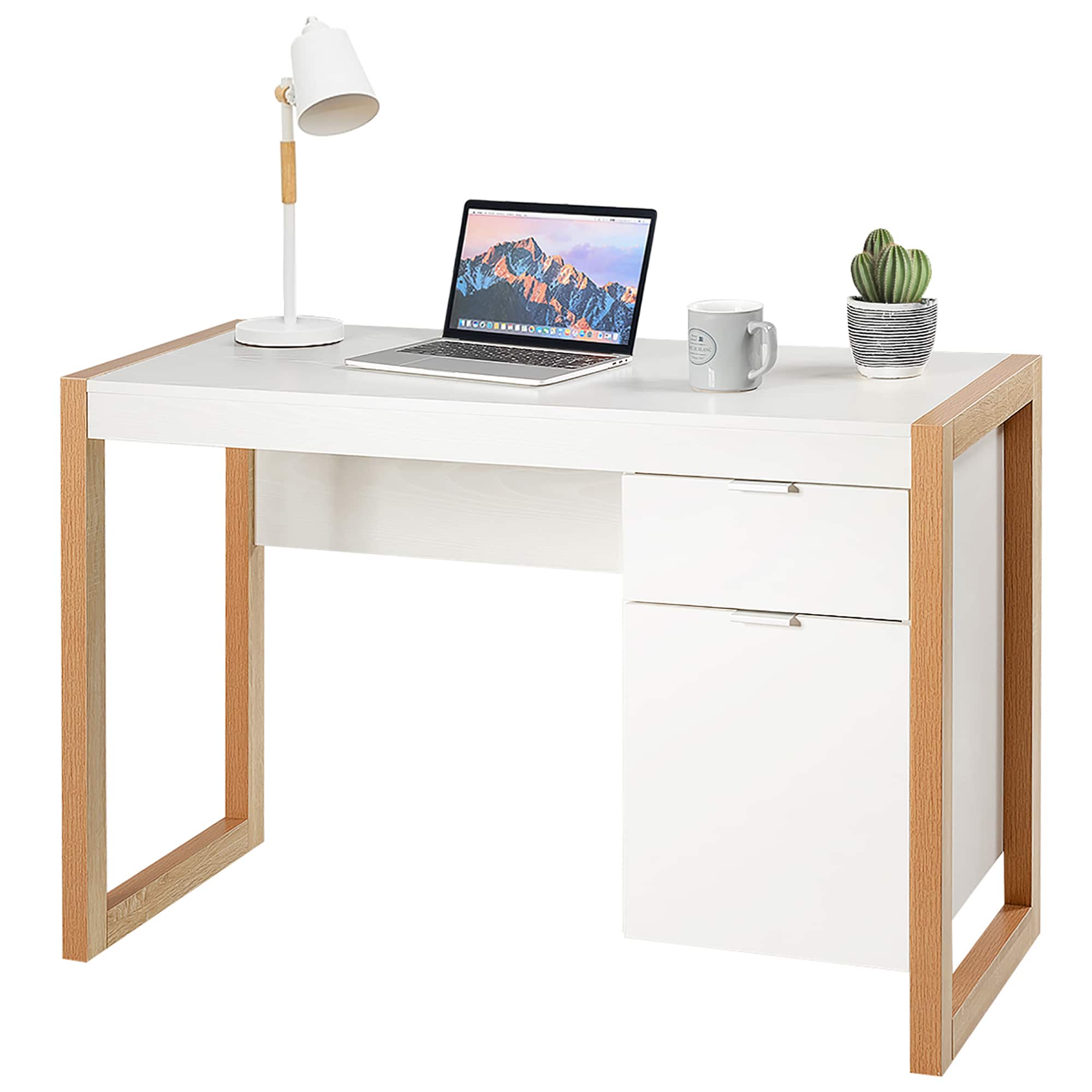 Costway - Computer Desk Workstation Table With Drawers Home Office - White