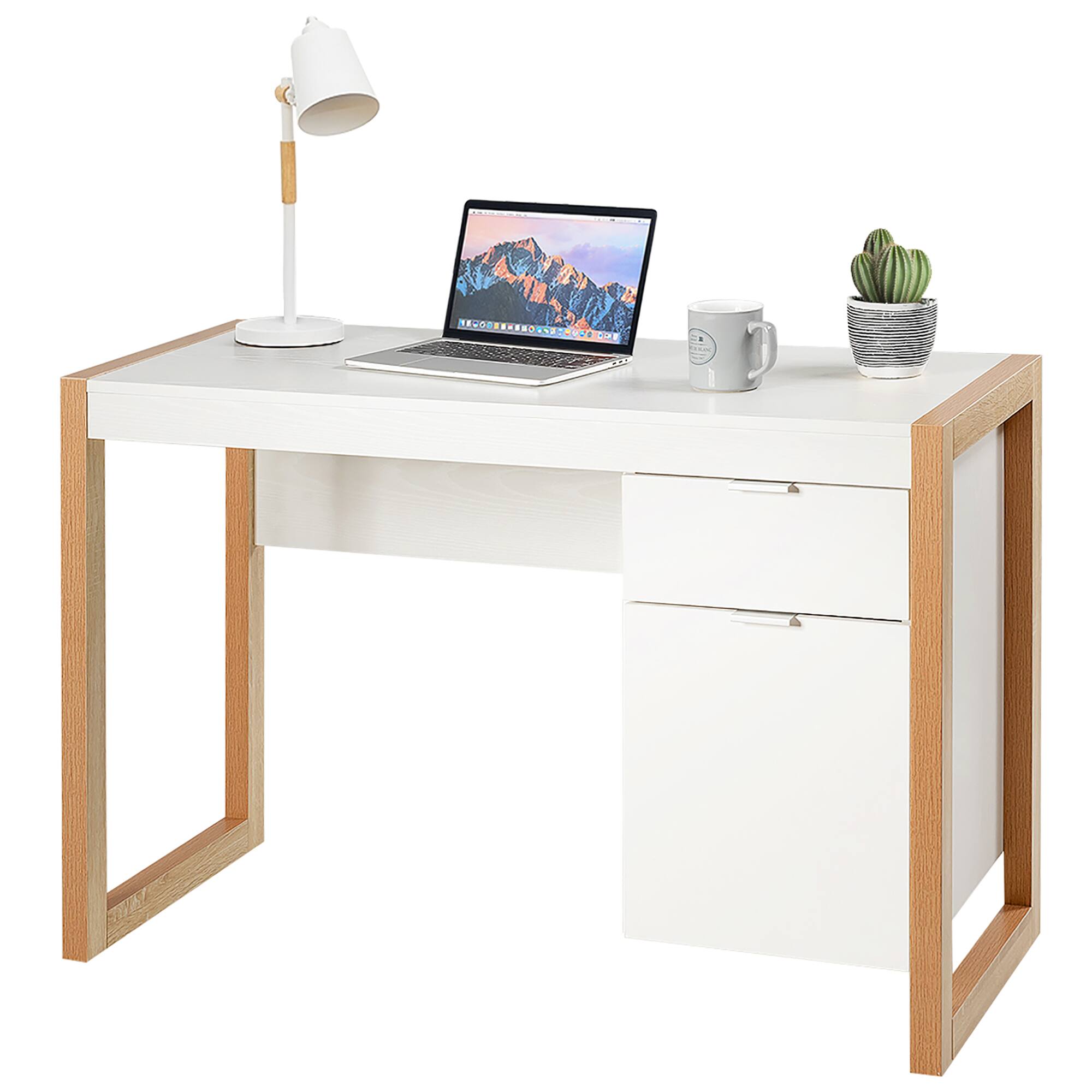 Costway - Computer Desk Workstation Table With Drawers Home Office - White