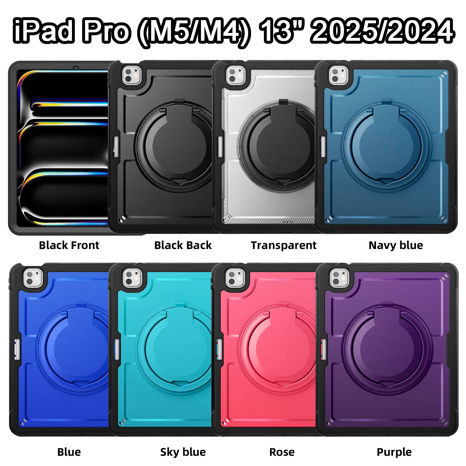 iPad Pro (M5/M4) 13" 2025/2024

Black Front
Black Back
Transparent
Navy blue
Blue
Sky blue
Rose
Purple