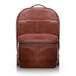 McKleinUSA - 15" Leather Dual-Compartment Laptop Backpack Pebble-Grain Calfskin Built-In Laptop Protection Tablet Pocket - Brown