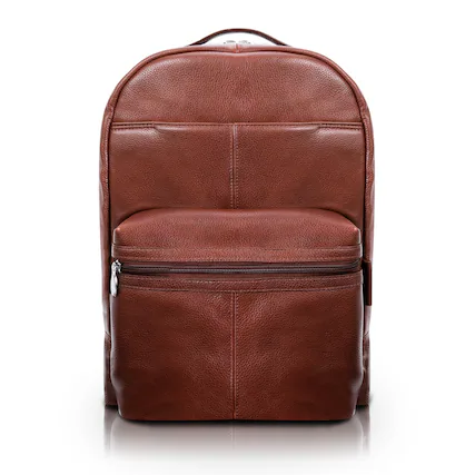 Front. McKleinUSA - 15" Leather Dual-Compartment Laptop Backpack Pebble-Grain Calfskin Built-In Laptop Protection Tablet Pocket - Brown.