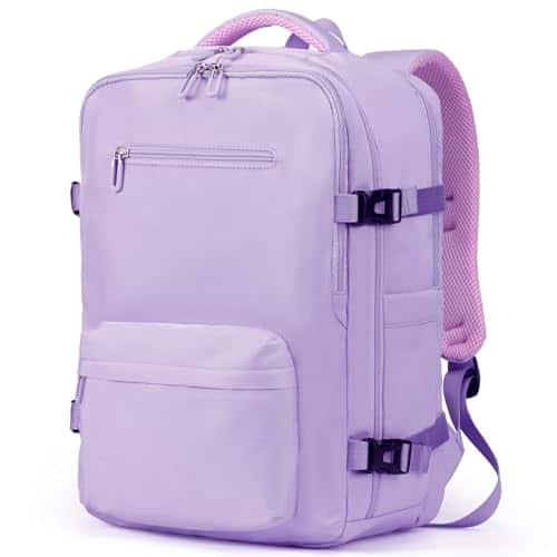 Live At Space - Travel Laptops Backpack For Women Men Casual Work Bag 17inch Airline Approved Hiking Business (pink Khaki) - Light Purple