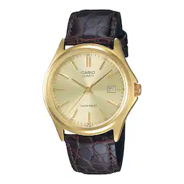 Casio - Men’s Gold Tone Analog Watch with Champagne Dial - MTP-1183Q-9A - Brown