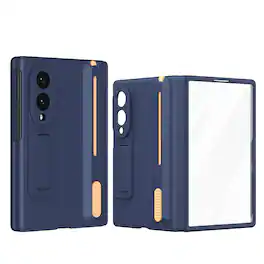 Dteck - Rugged Case for Samsung Galaxy Z Fold8,Built-in Screen Protector & Stylus Pen,Hinge Protection Hard PC Stand Cover - Royalblue