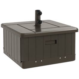 Outsunny - Outdoor Umbrella Base with Wheels and Handles, End Table, Flower Box Planter with Hole - Brown