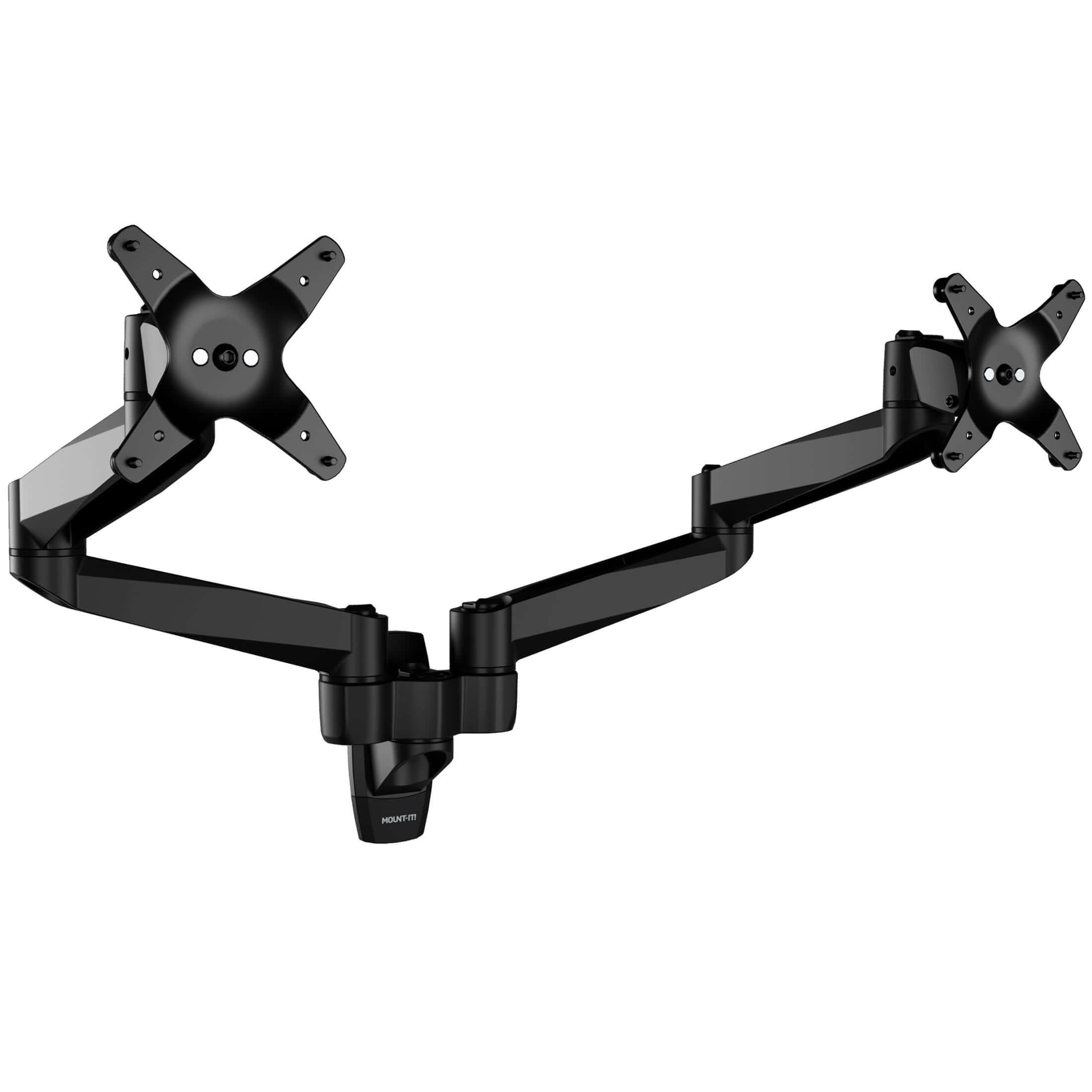 Alt View 6. Mount-It! - CLiX Series Full Motion Dual Monitor Wall Mount for 13"-34" Screens, Swivel & Tilt, Black - Black.