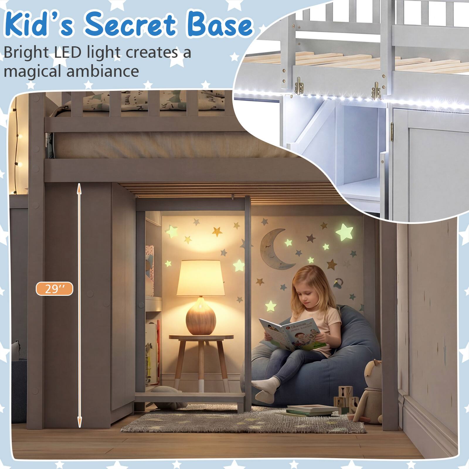 Kid's Secret Base  
Bright LED light creates a magical ambiance  
29"