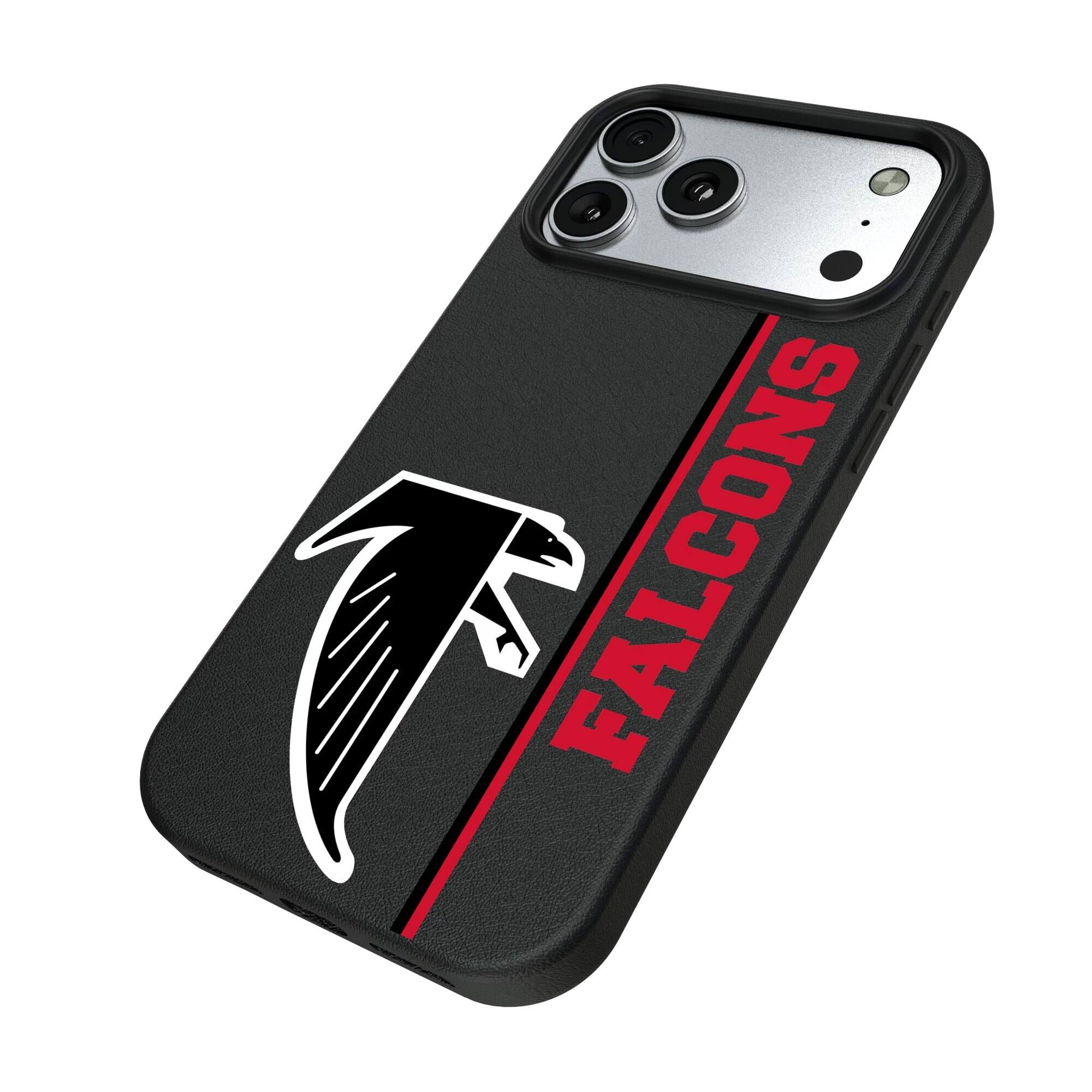 Alt View 1. Keyscaper - Atlanta Falcons Throwback Logo iPhone Magnetic Bump Case - 15 Plus - Black.