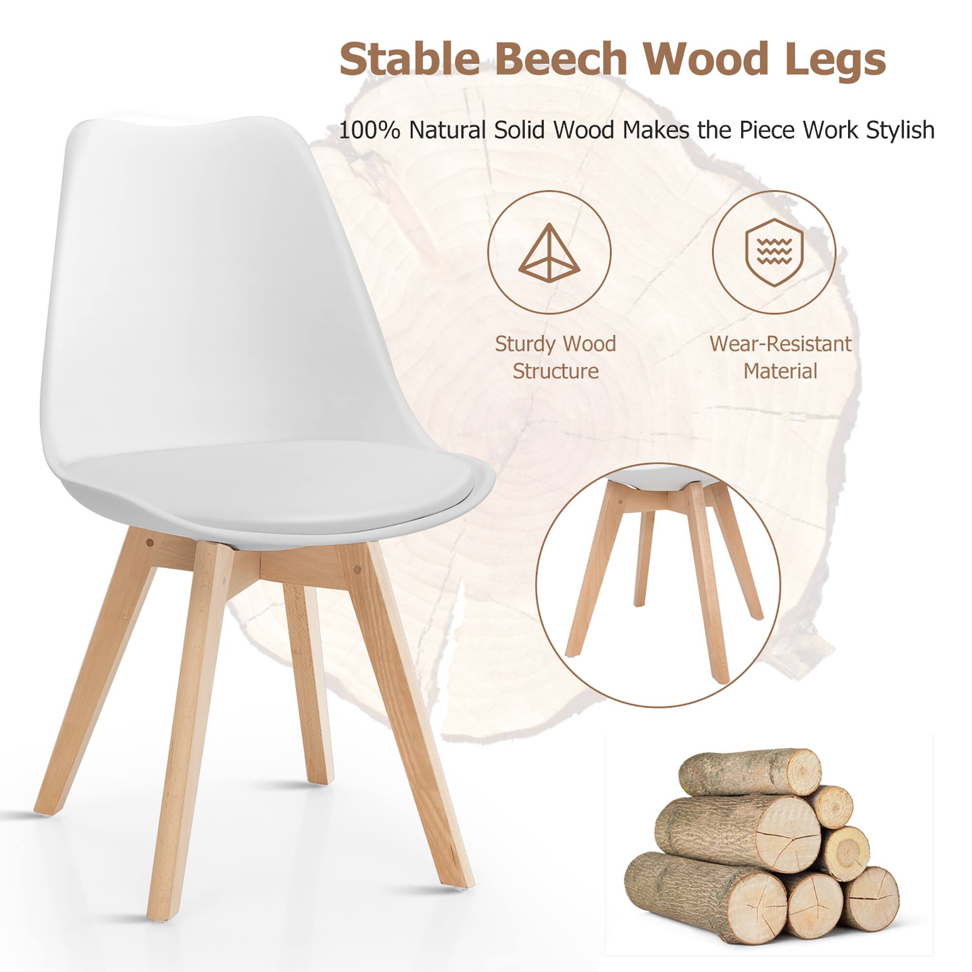 Stable Beech Wood Legs  
100% Natural Solid Wood Makes the Piece Work Stylish  
Sturdy Wood Structure  
Wear-Resistant Material
