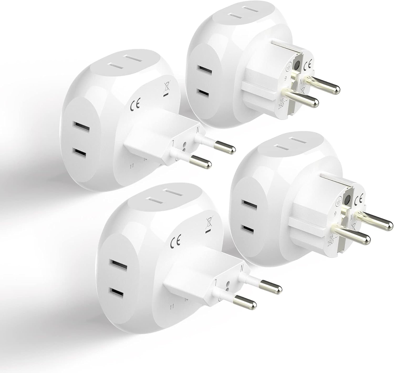 Front. Ceptics - Ceptics Europe Travel Adapter Plug Set Schuko - 4 Input - Germany, France - White.