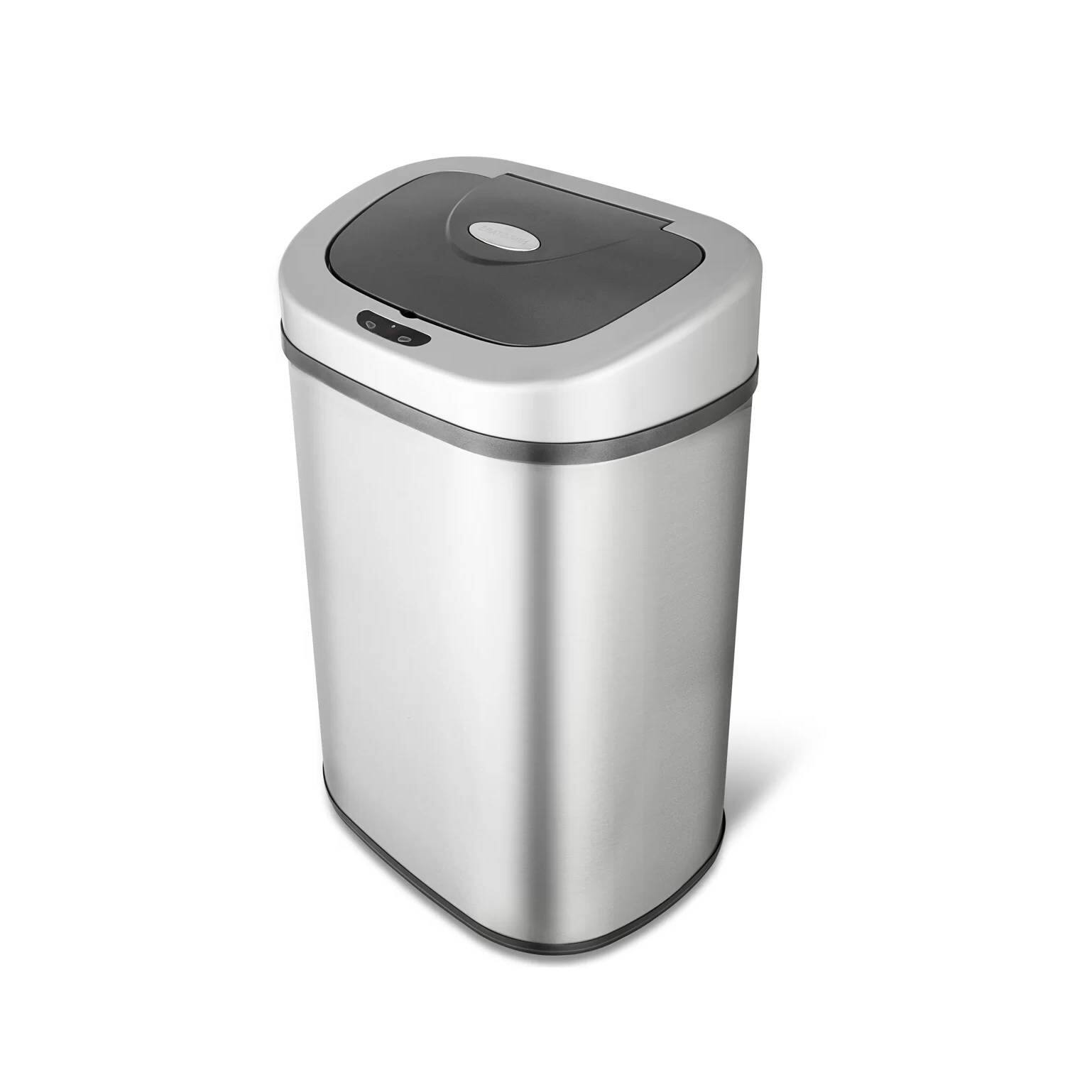 Back. Hivvago - Stainless Steel 21-Gallon Kitchen Trash Can with Motion Sensor Lid - Silver.