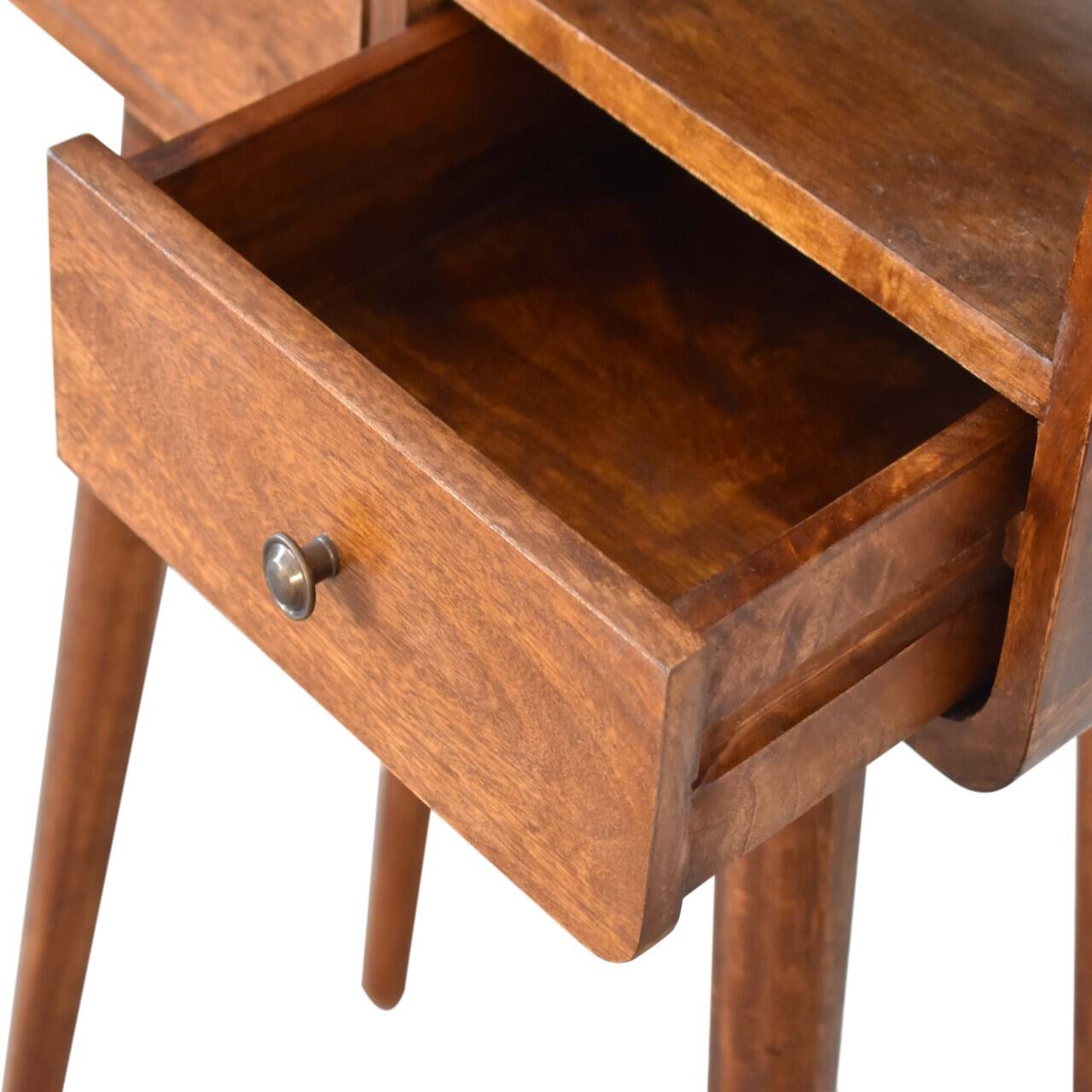 Alt View 4. Artisan Furniture - Artisan Furniture Solid Wood Mini Chestnut Console Table, 2 Drawers, 1 Open Slot, Brown - Brown.