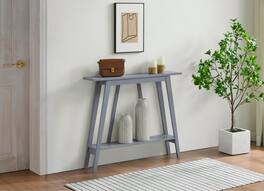 Kings Brand Furniture - Conway Console Table Functional Narrow Wood Accent Entryway Table with Storage Shelf - Gray