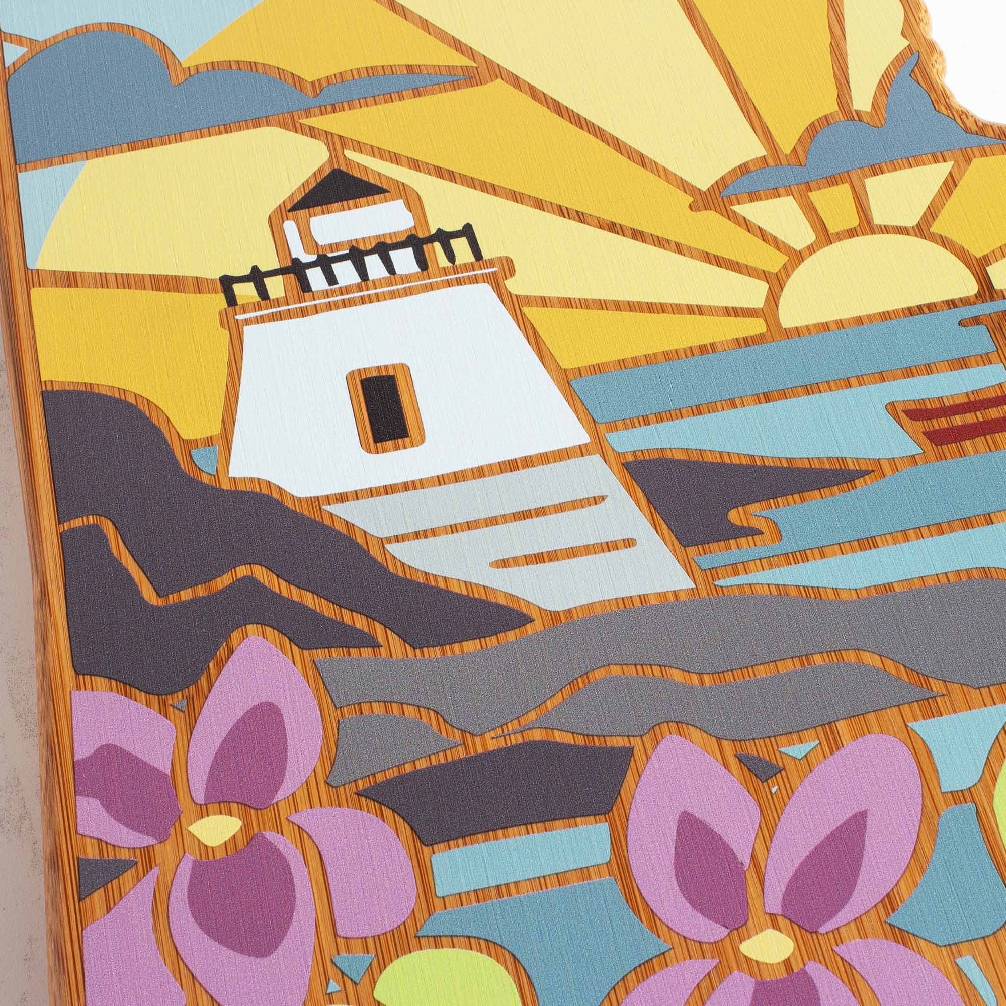 Alt View 2. Totally Bamboo - Rhode Island Cutting Board with Artwork by Summer Stokes.