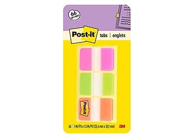 66 Post-it tabs | onglets
66 x 1 IN/PO x 1.5 IN/PO (25.4 mm x 38.1 mm)
3M
