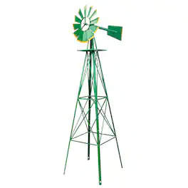 Winado - Windmill 8 FT Yard Garden Metal Ornamental Wind Mill Weather Resistant Decoration for Outdoor Garden - Green
