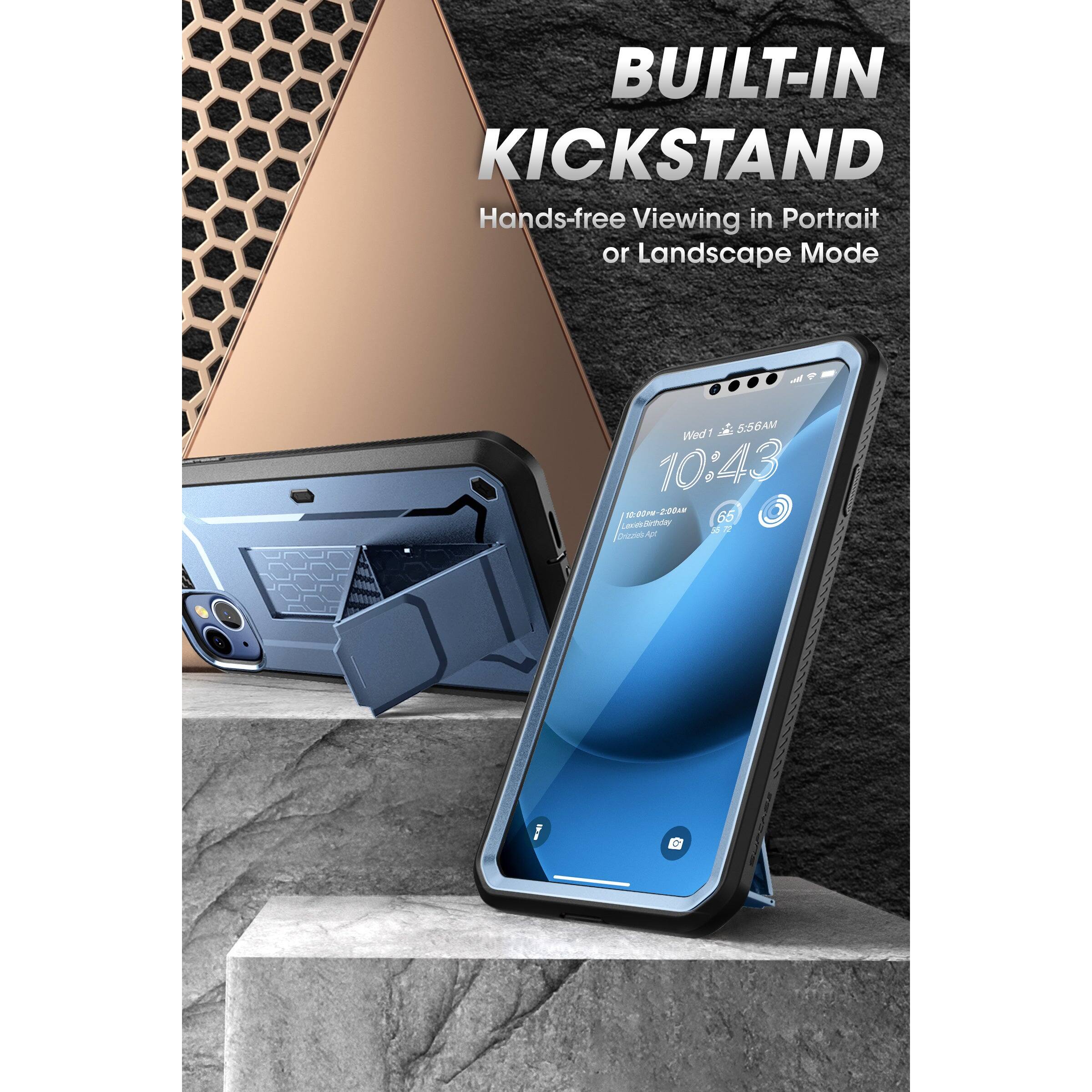 BUILT-IN KICKSTAND  
Hands-free Viewing in Portrait or Landscape Mode  

Wed 1 5:56 AM  
10:43  
10:00 AM - 20:00 PM  
65°