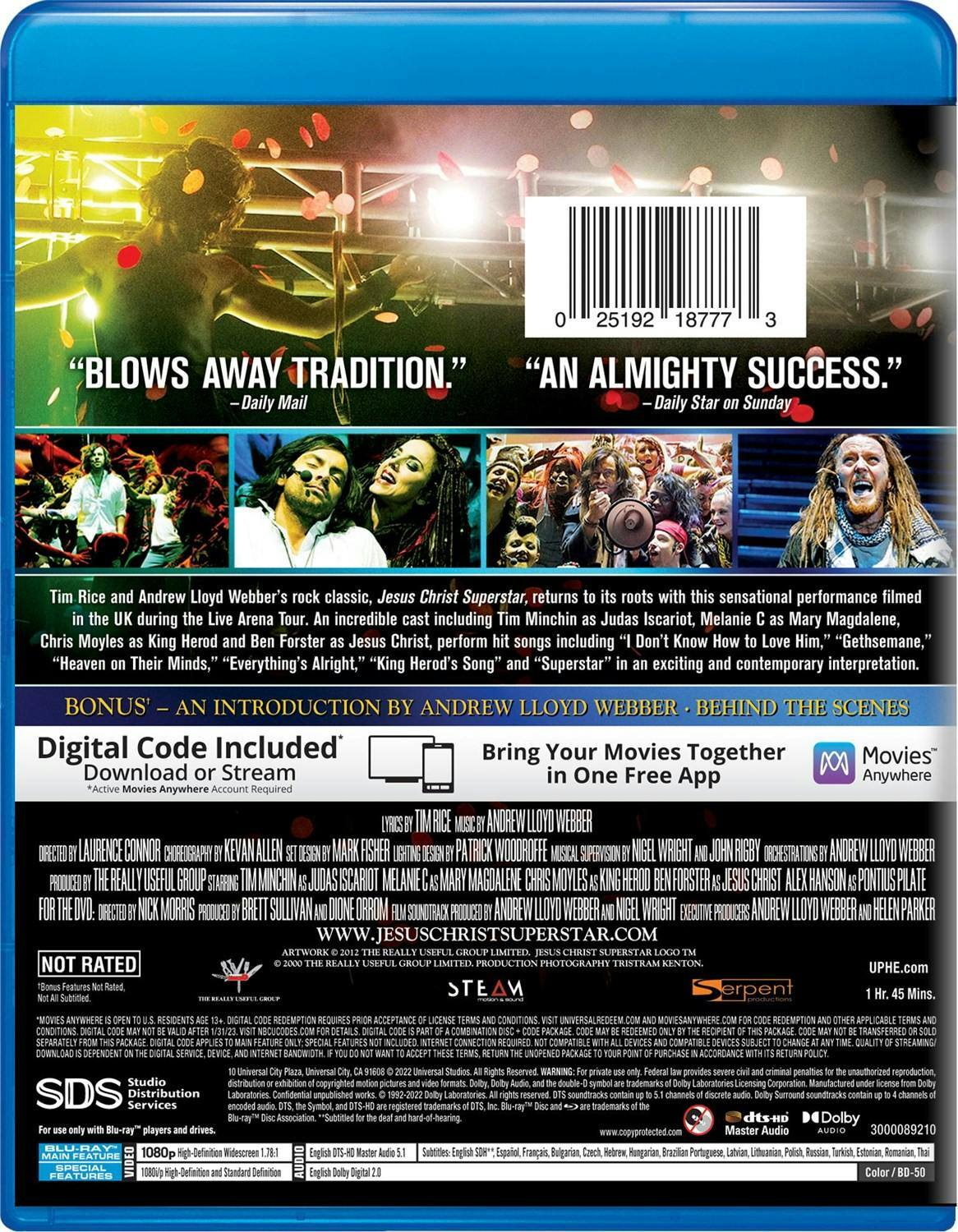 Back. Jesus Christ Superstar - Live Arena Tour 2012 (Blu-ray + Digital Copy) [Blu-ray].