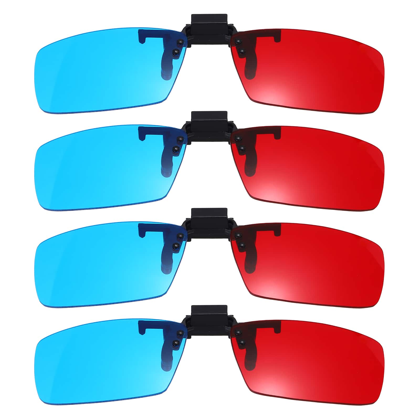 Unique Bargains - 4pcs 3D Clip-on Glasses, Anaglyph 3D Viewing Glasses Hanging Frame Square for Movies Theater Games TV Photos - Red Blue