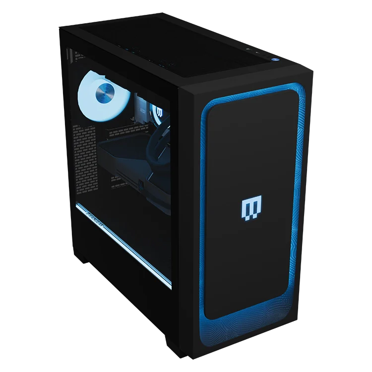 Angle. MAINGEAR - All-new MG-1 | Champion Gaming Desktop - NVIDIA GeForce RTX 5090 - AMD Ryzen 7 9850X3D - 32GB Memory - 2TB Storage - RGB - Black.