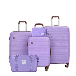 Ropilly - 5 piece hardshell luggage set with TSA Lock 20 24 28 Inch - Lavender