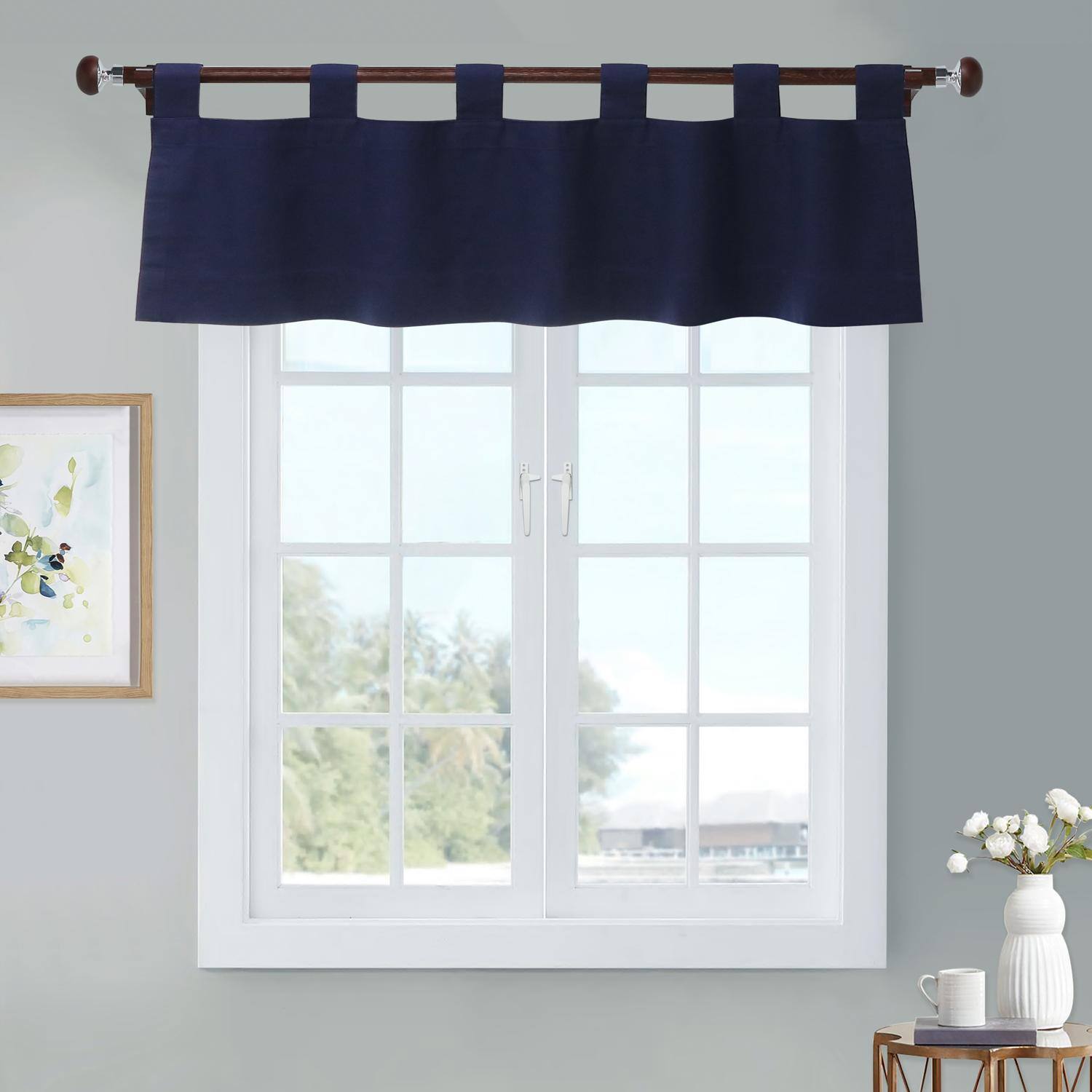 Angle. Commonwealth Home Fashions - Thermalogic Weathermate Room Darkening Tab Top Flat Valance for Windows 40" x 15" Navy - Navy.