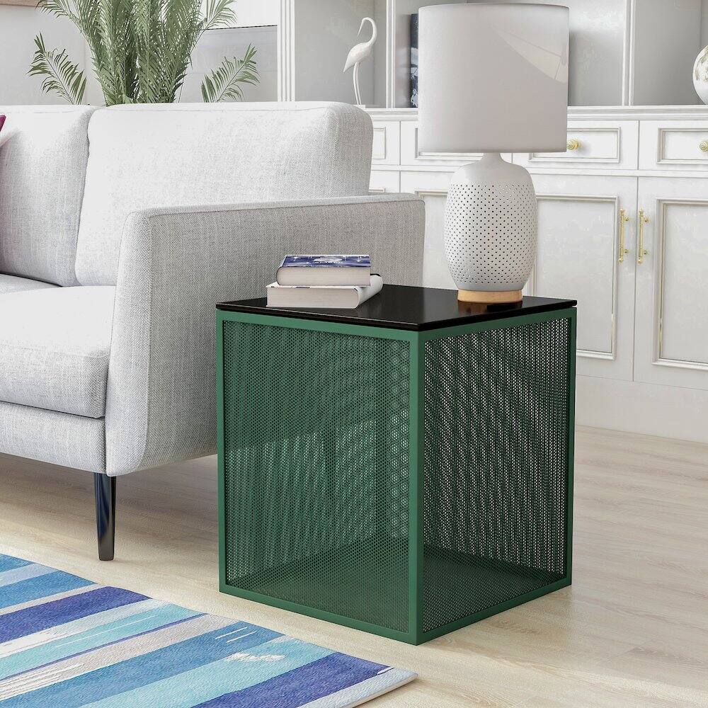 Alt View 2. Furniture of America - Kelforia Contemporary Glass Top Side Table - Green.