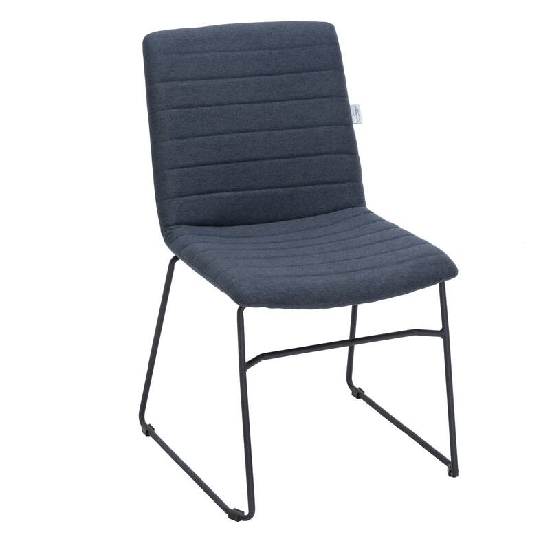 LeisureMod - Zylar Office Guest Chair with PU Leather, Foam Cushion & Stainless Steel Base - Dark Blue