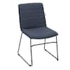 Front. LeisureMod - Zylar Office Guest Chair with PU Leather, Foam Cushion & Stainless Steel Base - Dark Blue.