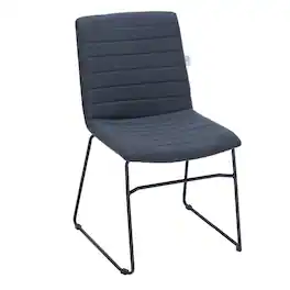 LeisureMod - Zylar Office Guest Chair with PU Leather, Foam Cushion & Stainless Steel Base - Dark Blue